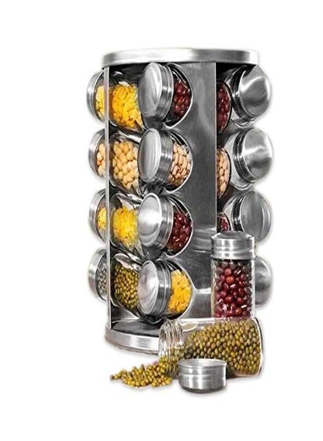 REPLEX Rotating Spice Rack, Set of 16 Spice Jars Stainless Spice Rack, Seasoning Storage Organization Spice, Suitable for Carousel Tower for Kitchen, Round Revolving - Image 1